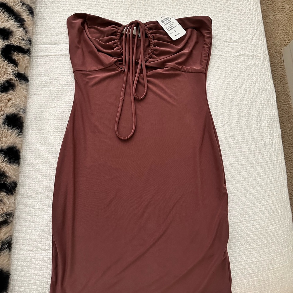 Brown Strapless Dress